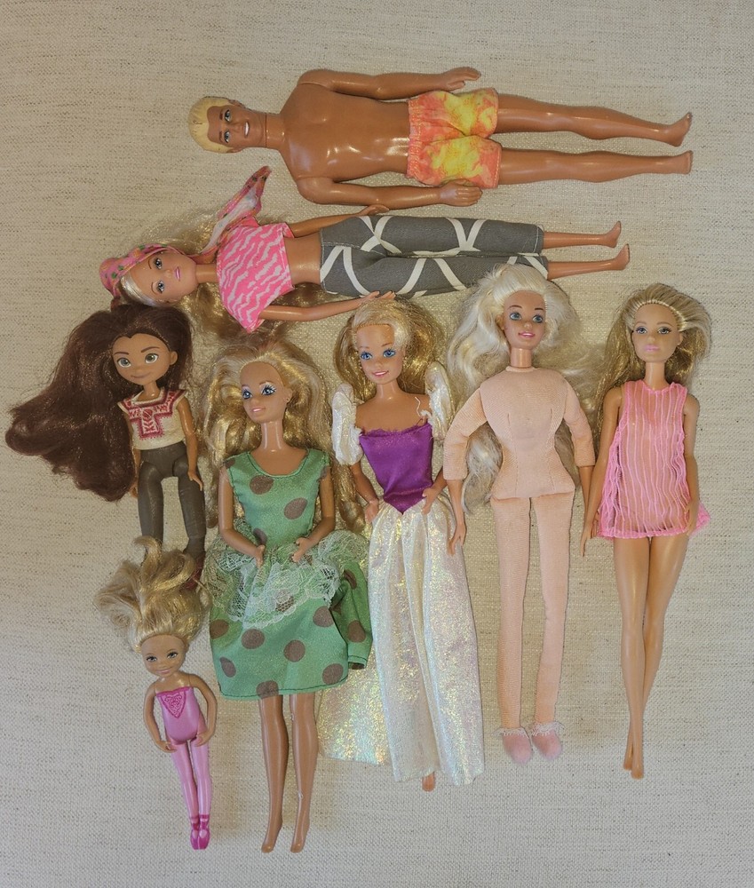 Vintage Barbie Doll Lot of 8 Including Steffie Love Ken Chelsea Ballerina Lucky Prescot