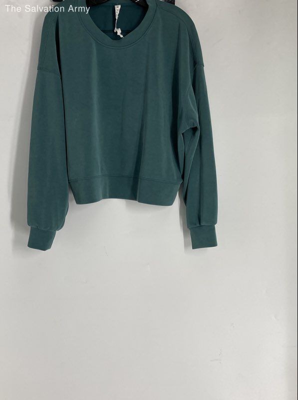 Lululemon Womens Teal Crew Neck Long Sleeve Cropped Pullover Sweatshirt Size 10