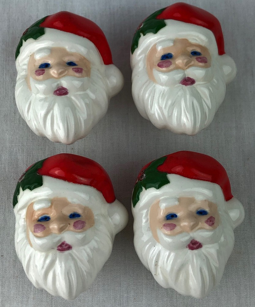 Vintage Christmas Santa Face Napkin Rings Set Of 4 Ceramic More Available