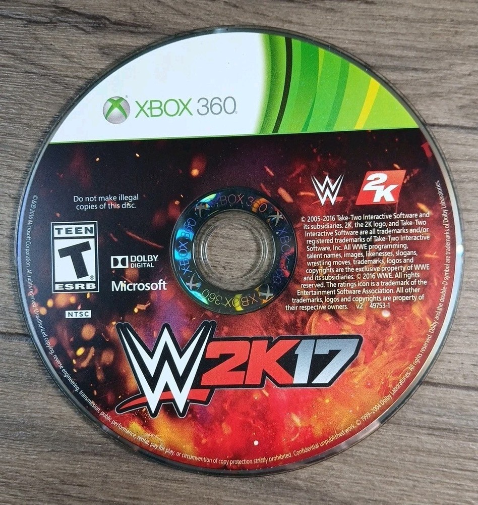 WWE 2K17 - Microsoft Xbox 360 2016 - Disc Only - Near Mint Condition