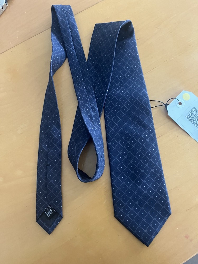 Gucci Blue Silk Logo Geometric Woven Men's Designer Tie Made in Italy