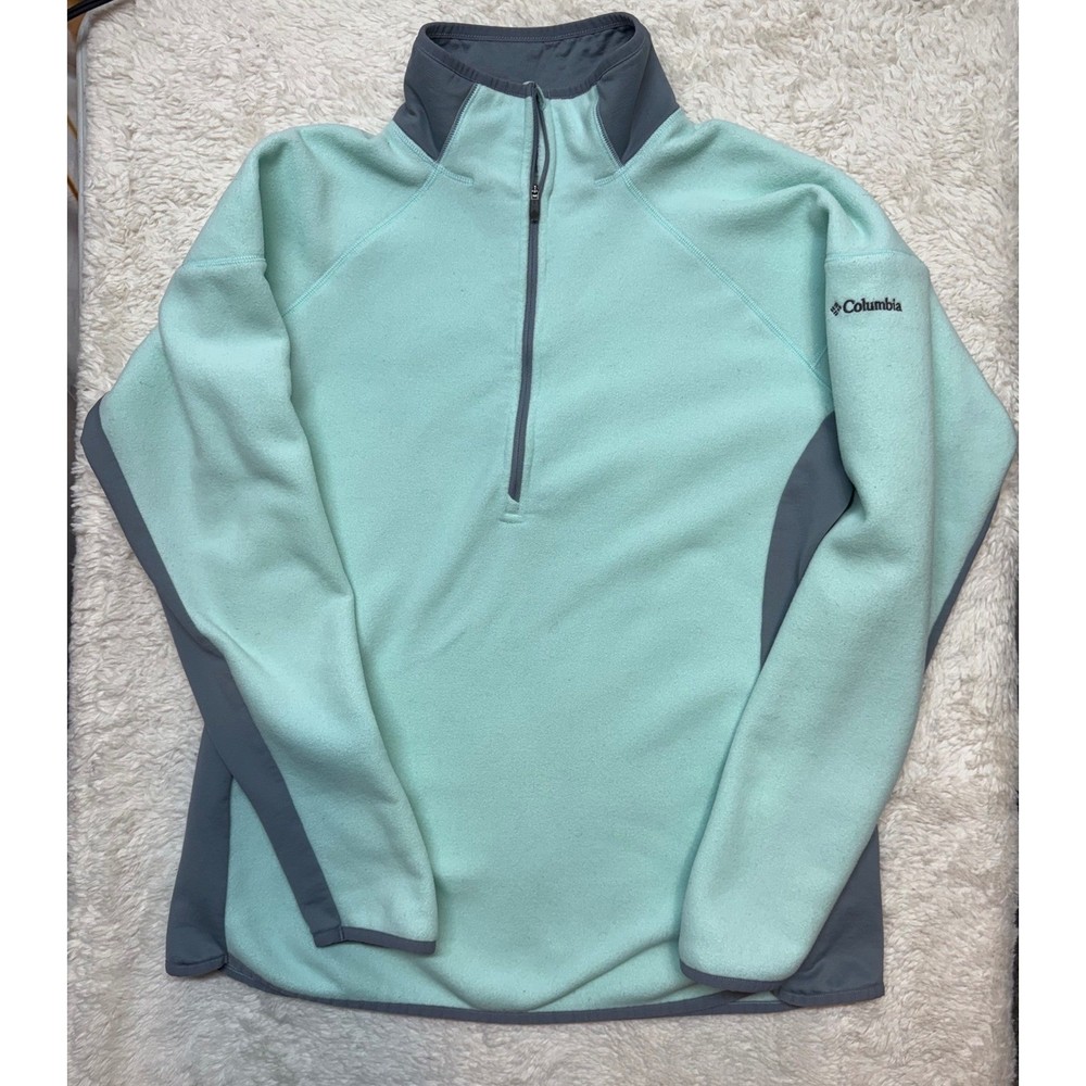 Columbia Fleece Pullover Women XL Omni-Wick 1/4 Zip Mint Green Excellent