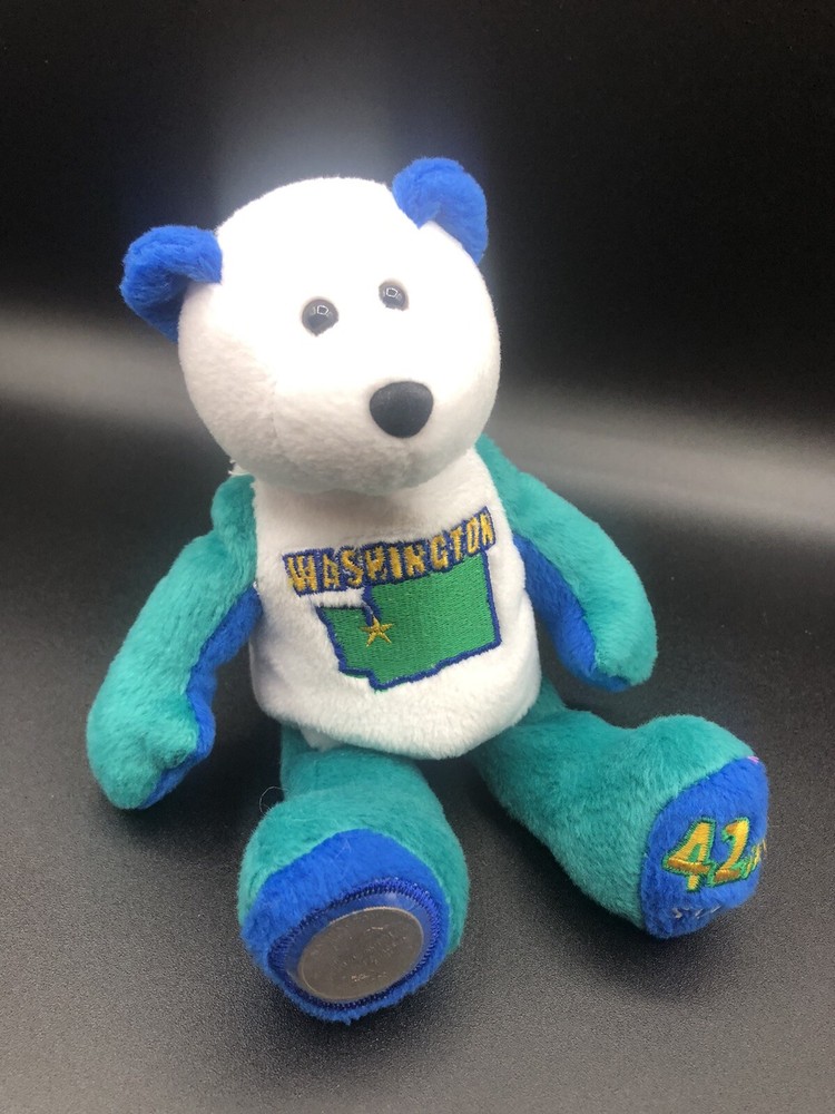WASHINGTON State Quarter Coin Bear 42nd State. Plush Limited Treasures. 2007