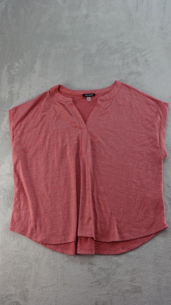 Cable & Gauge Top Womens XL Pink Sleeveless V-Neck Pullover Casual