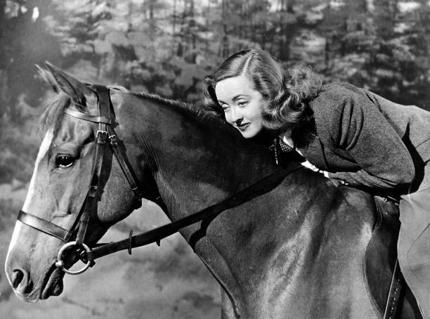 Bette Davis Riding A Horse 1952 OLD PHOTO