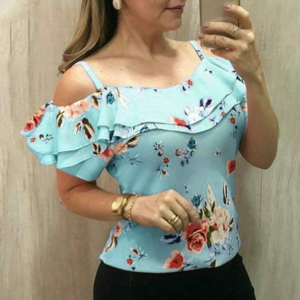 Elegante Casual Manga Corta Blusas De Mujer Camisas Moda Tops Camisa Blusa Nueva