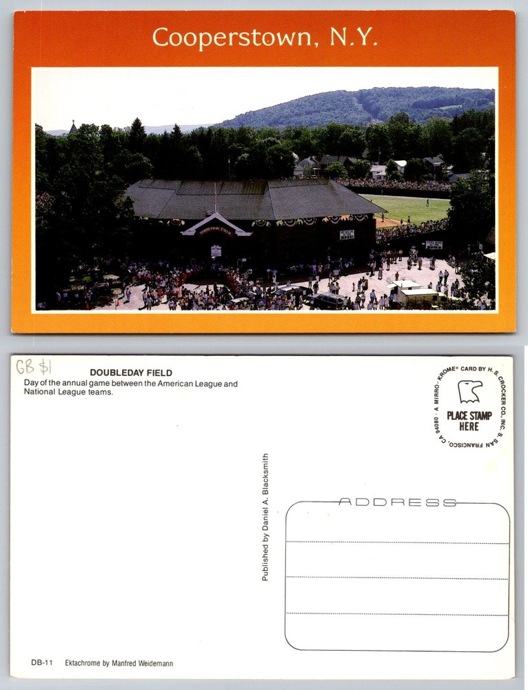 Doubleday Field Cooperstown NY Baseball Hall of Fame Game Mirro-Krome Postcard