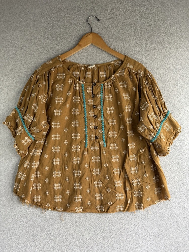Ivy Jane Blouse Womens M/L Embroidered Boho Peasant Hippie Cottagecore