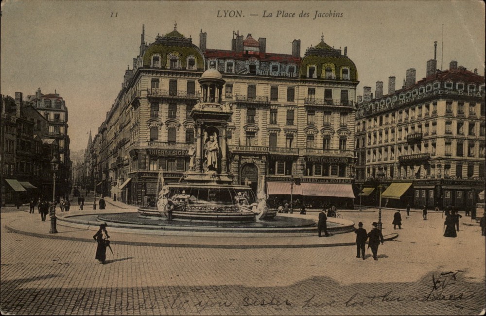 Place des Jacobins Lyon France vintage postcard s719