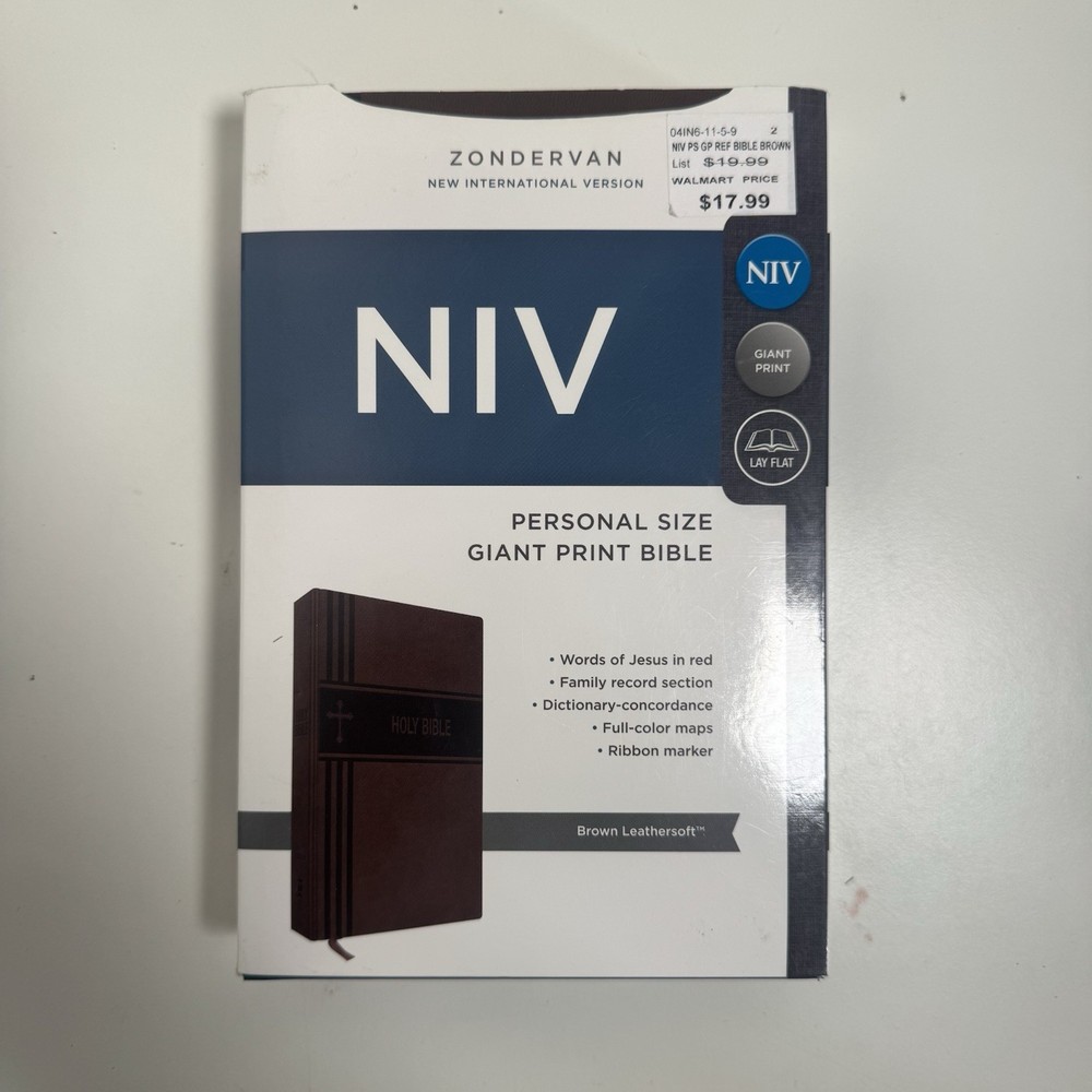 NIV Personal Size Giant Print Bible Brown Leathersoft Zondervan Lay Flat