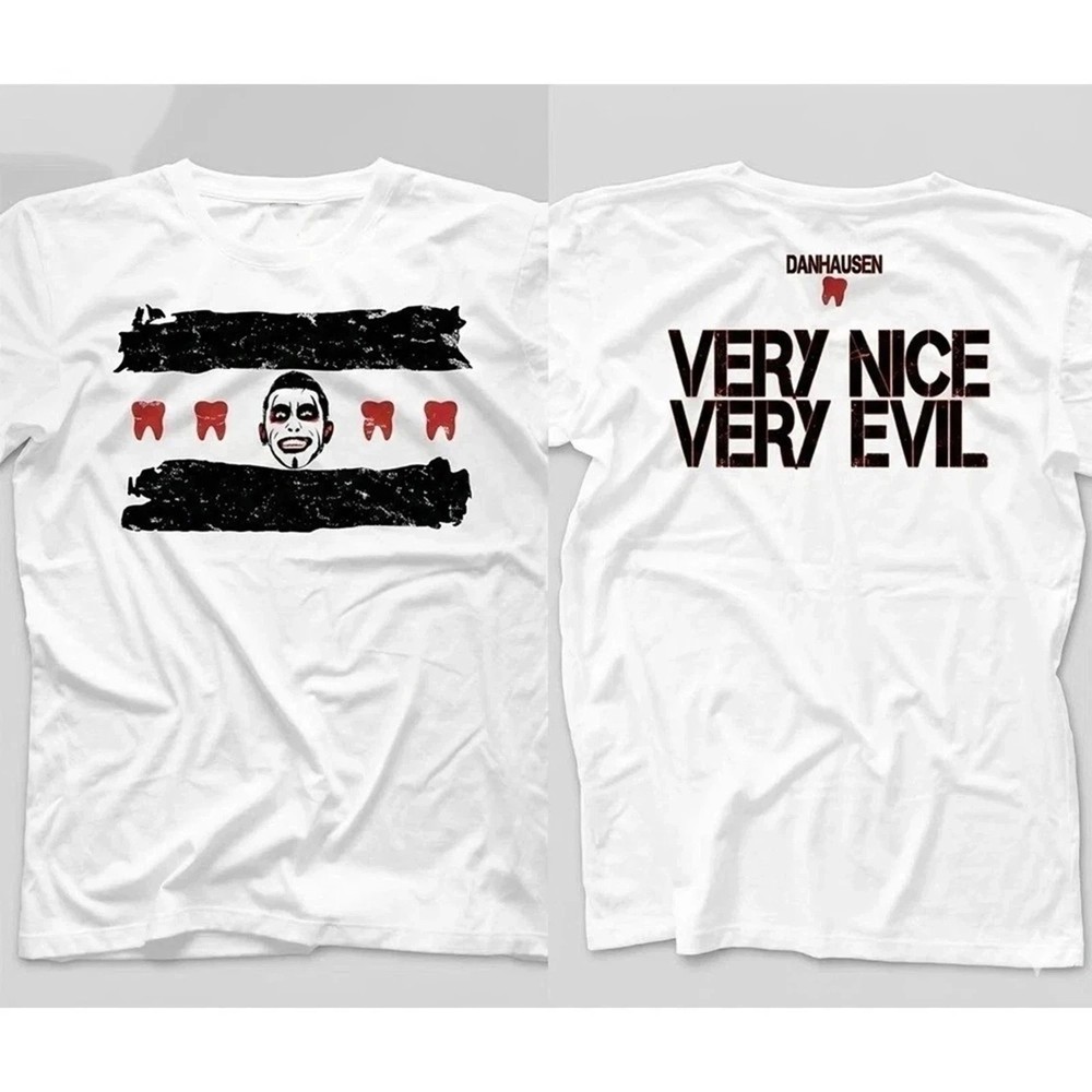 Danhausen Very Nice Very Evil Wrestling Double Sided White T-Shirt