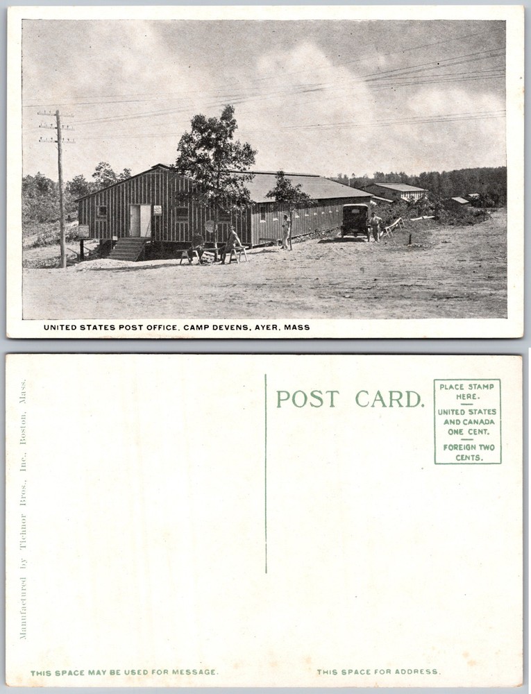 United States Post Office Camp Devens Ayer MA Postcard