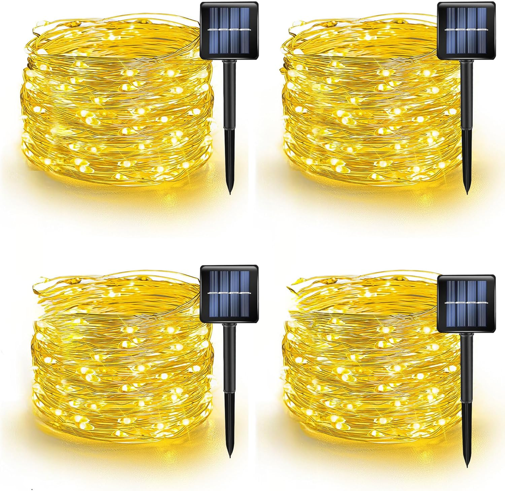 160FT 480 LED Solar String Lights Outdoor Waterproof Warm White