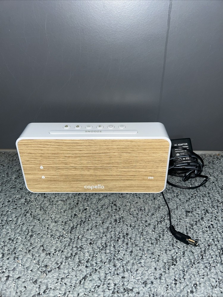 Capello Extra Large Display Digital Dual Alarm Clock White/wood Grain Pine