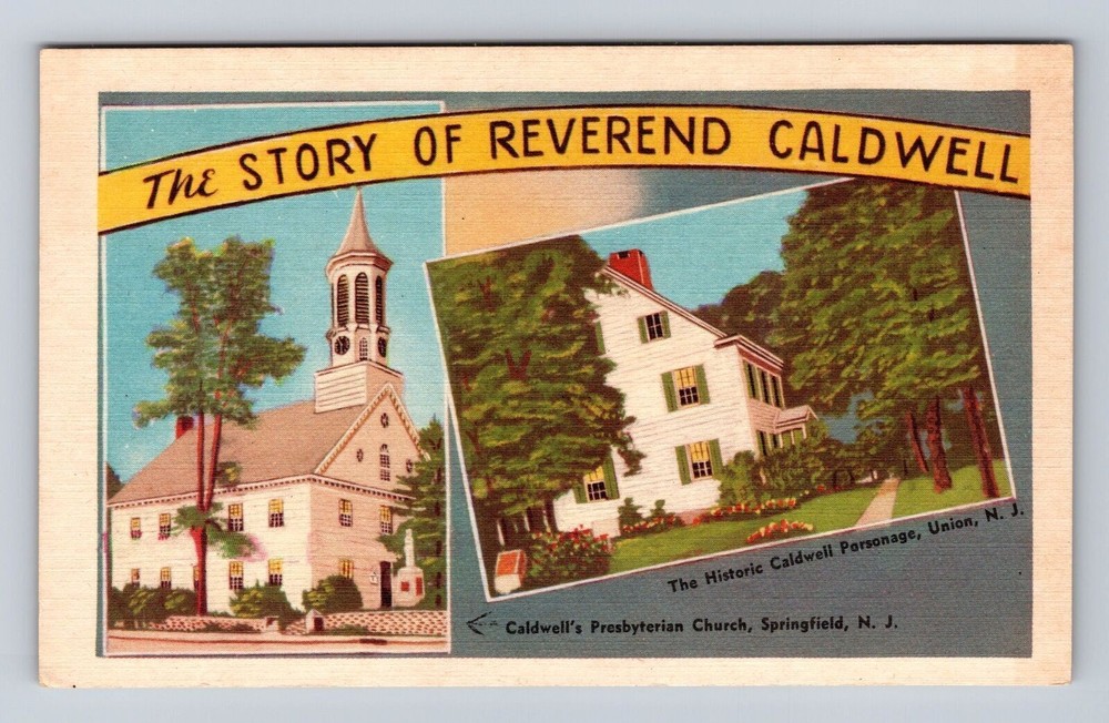 Springfield NJ-New Jersey, Caldwell's Presbyterian Church, Vintage Postcard
