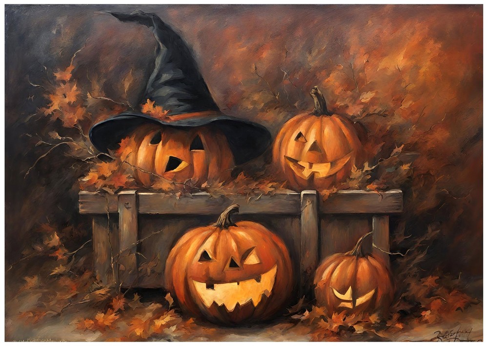 Autumn Pumpkin Wall Art Poster - Halloween Decor Premium Quality