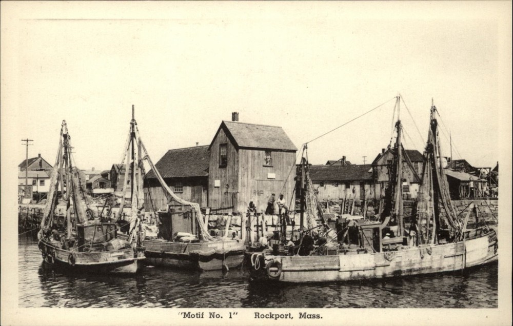 Fishing Boats Rockport Massachusetts vintage postcard q715