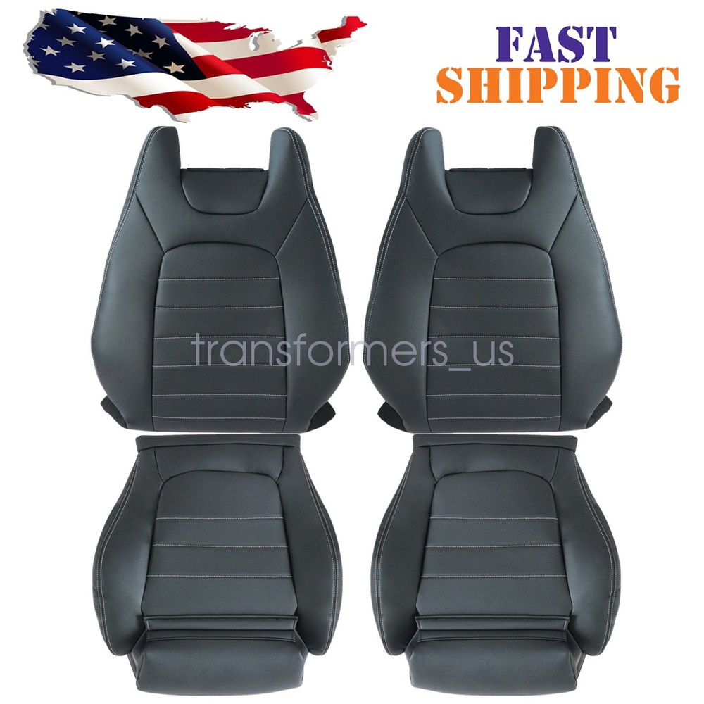 For 2015-2021 Mercedes Benz C Driver Passenger Bottom Top Seat Cover Black