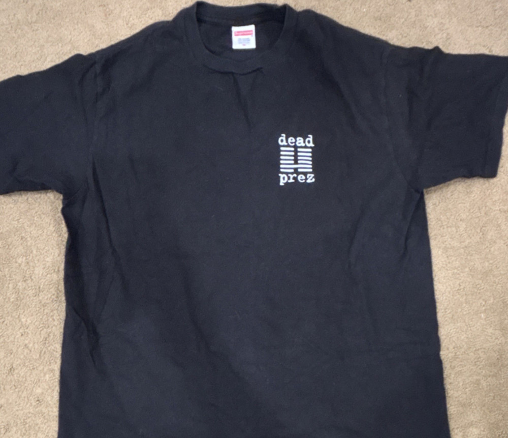 Supreme Men’s Black Dead Prez Graphic Cotton Knit Crew Neck T-Shirt SS M