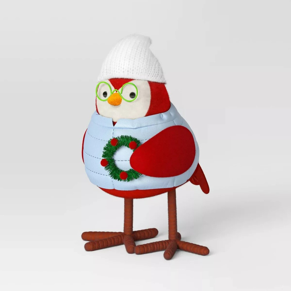 Featherly Friends 'Conifer' Fabric Christmas Bird Figurine Wreath Wondershop NWT