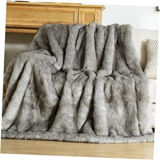 Faux Fur Blanket, Ultra Soft Luxury Fuzzy Throw Blanket, Long Pile Plush Cozy