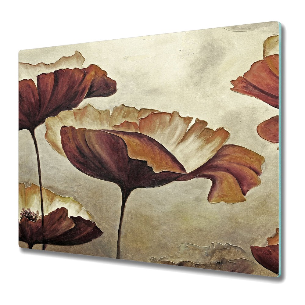 Glass Chopping Board Painting Poppies poppy poppy flower pastel romantic 60x52