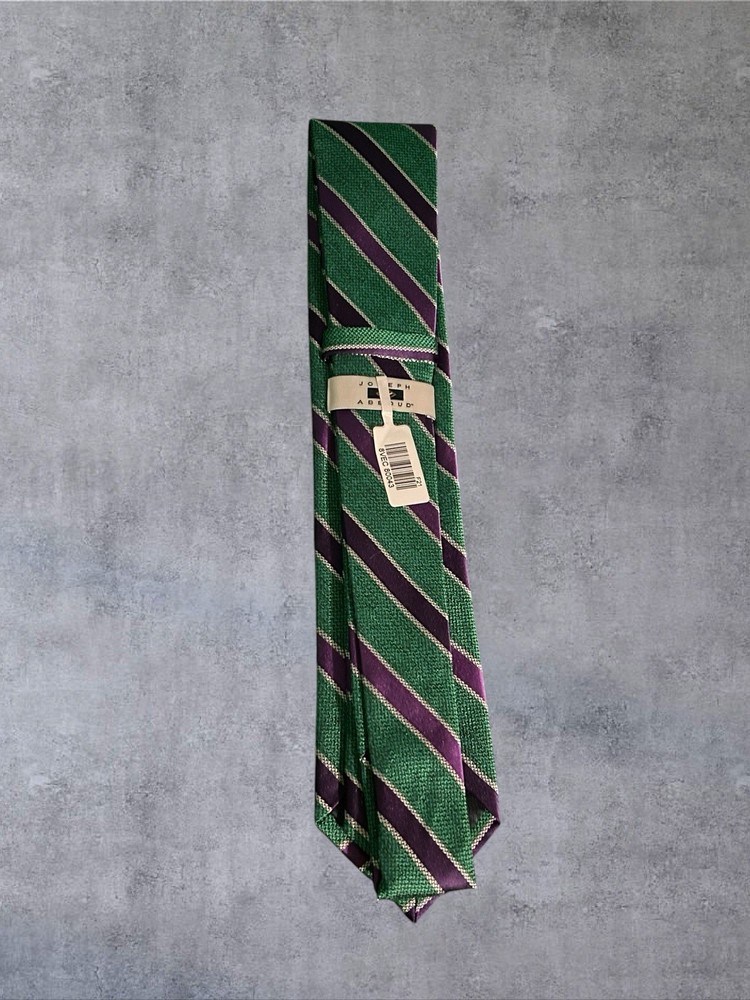 JOSEPH ABBOUD Mens Silk Tie Green Purple Stripe Classic 3.0 Designer Necktie NWT