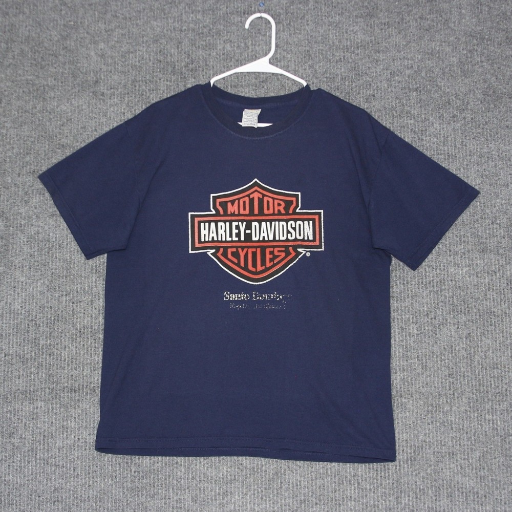 VTG Harley Davidson Cycles Graphic T Shirt Mens Large Blue Short Sleeve Biker