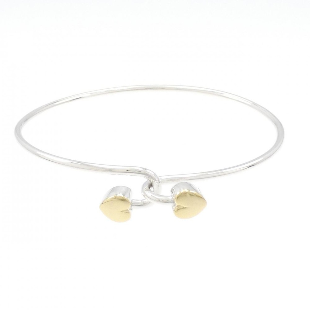 Authentic Tiffany & Co Solid Double Heart Bangle Bracelet 260-007-333-3463
