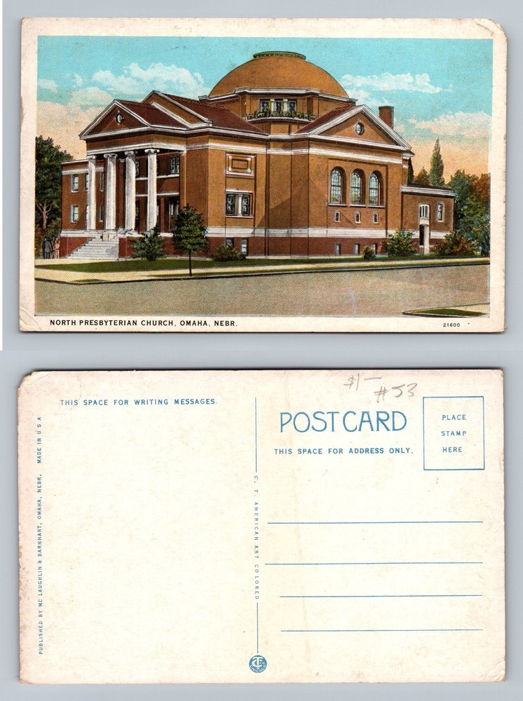 Omaha, NE-Nebraska, North Presbyterian Church View Card, Vintage Postcard