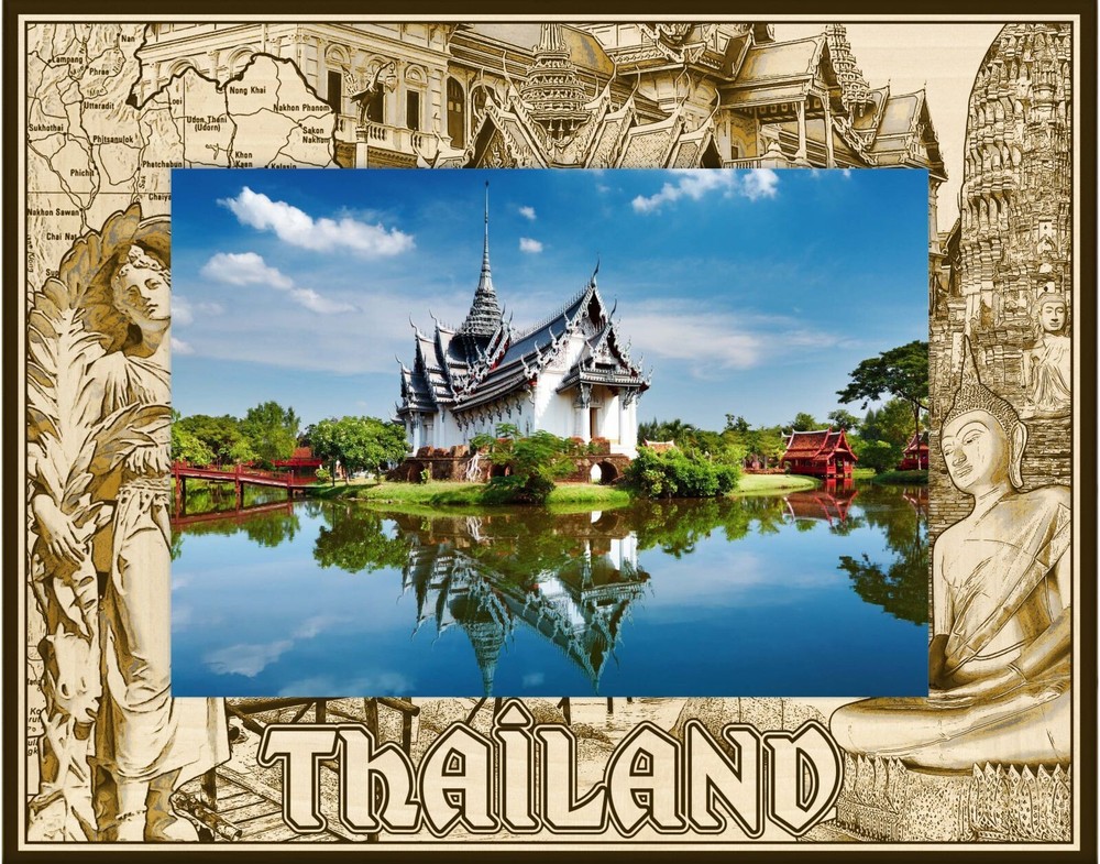 Thailand Laser Engraved Wood Picture Frame Landscape (4 x 6)