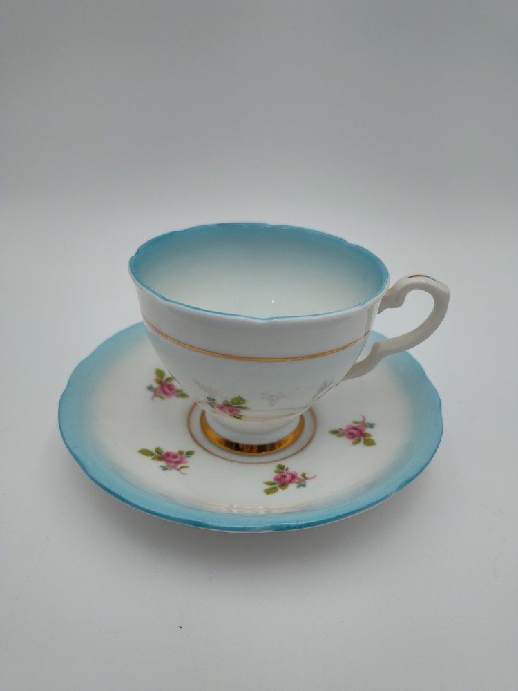 Vintage Chintz Royal Stafford English Bone China Teacup & Saucer Set