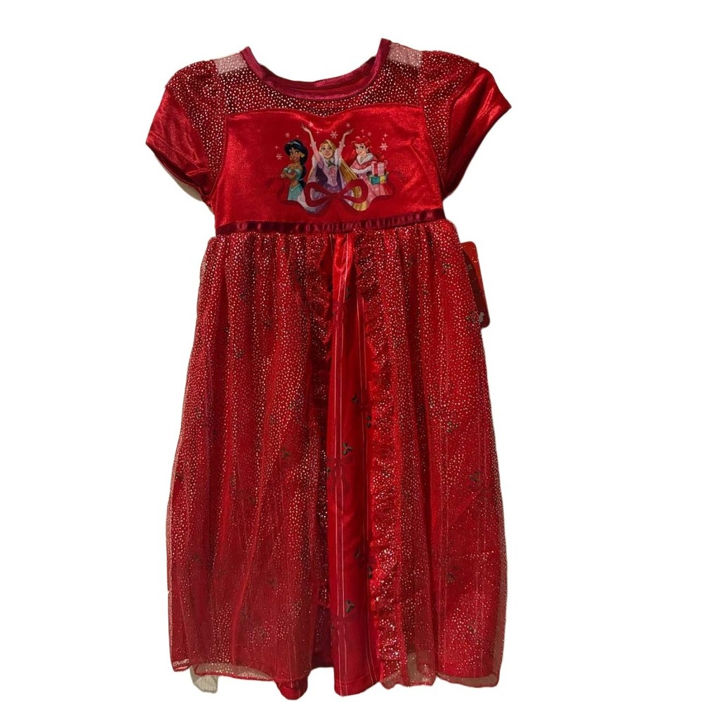 Kids Disney Princess Sparkle Dress Red Shimmer Glitter Size 2T