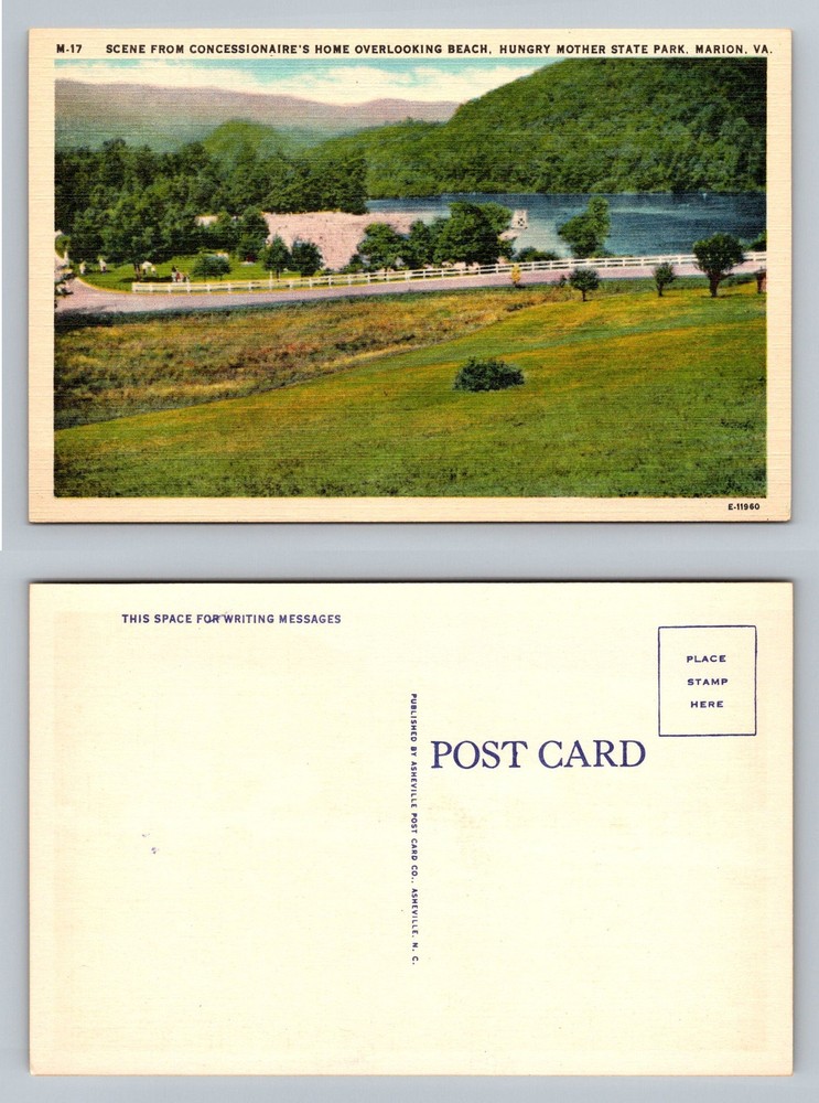 Marion, VA-Virginia, Hungry Mother State Park Beach Scenic View Vintage Postcard