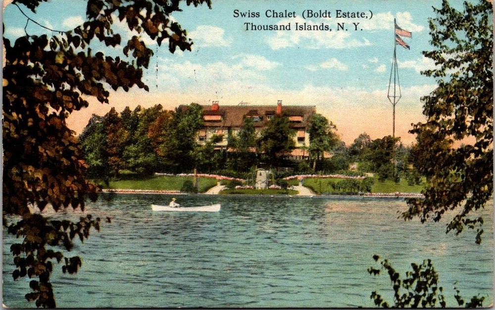 Swiss Chalet Boldt Estate Thousand Islands NY 1921 Postcard St Lawrence River