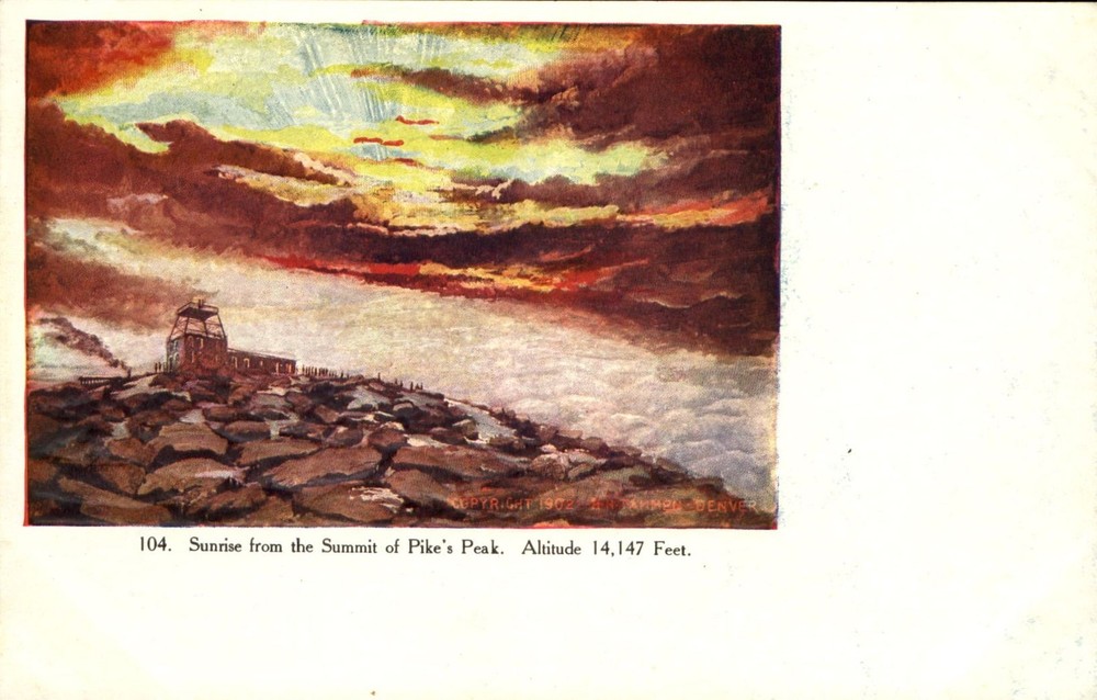 Summit of Pikes Peak~sunrise~Colorado CO~HH Tammen Publ~c1910