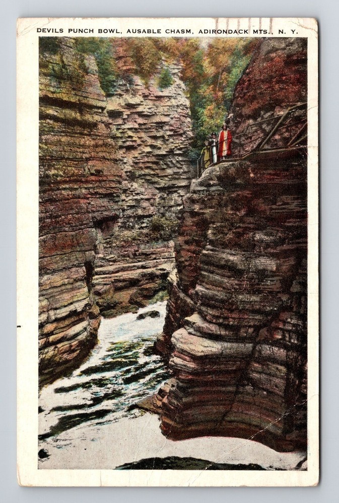 Adirondack Mts. NY-New York Devils Punch Bowl Ausable Chasm Vintage Postcard