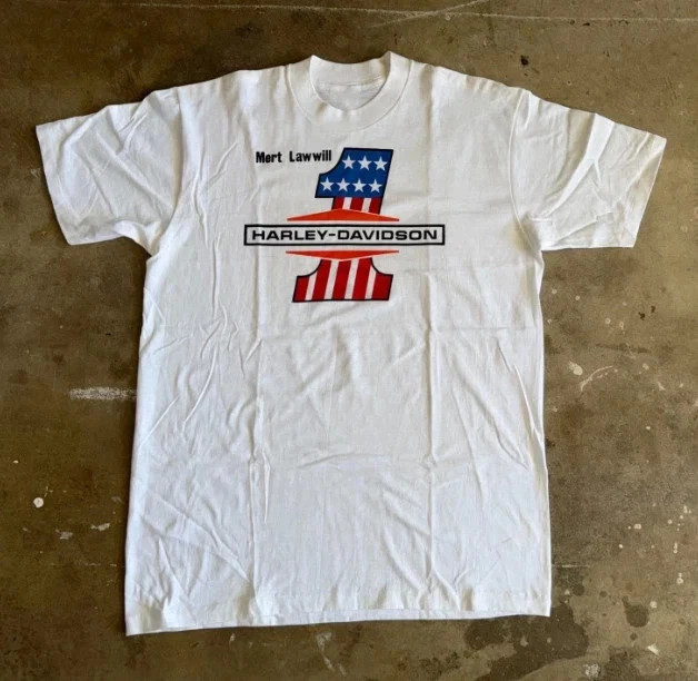 Reprint 60s - 70s VINTAGE MERT LAWWILL HARLEY DAVIDSON #1 T-SHIRT