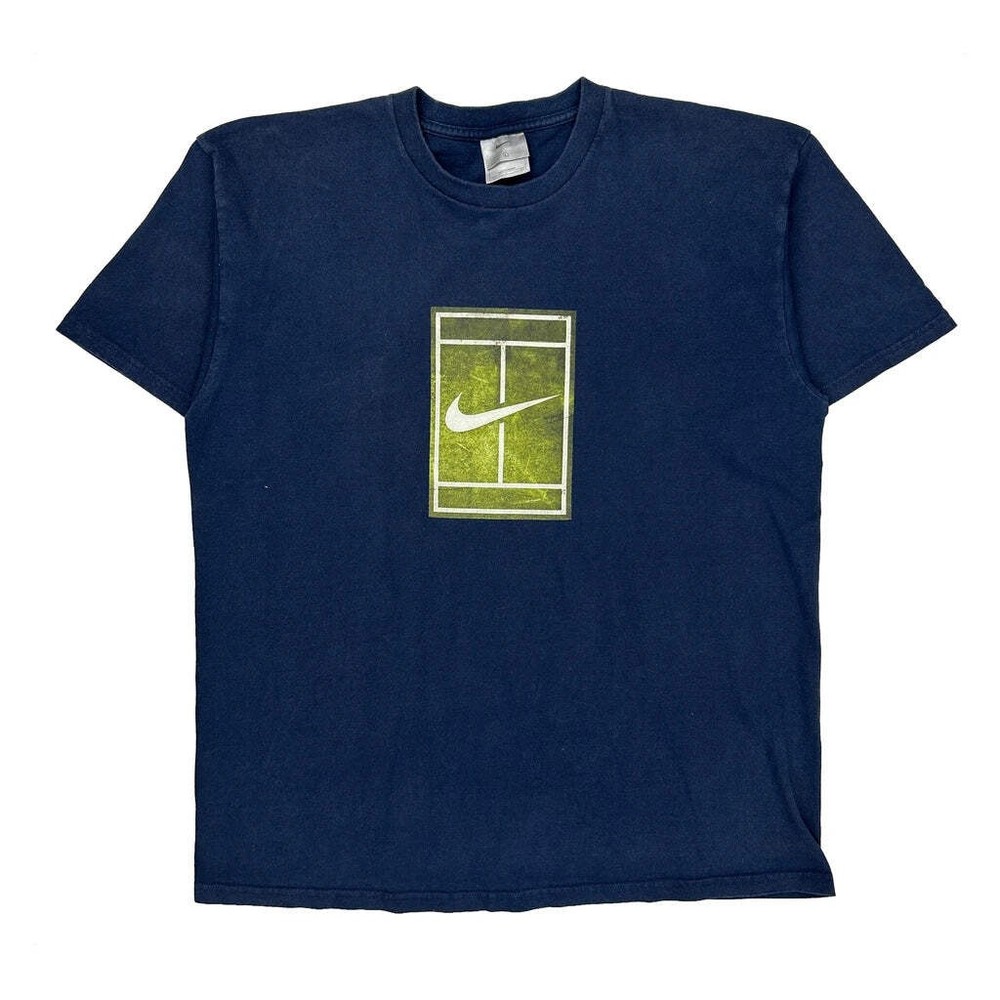 Nike Graphic T-Shirt - Large Blue Cotton