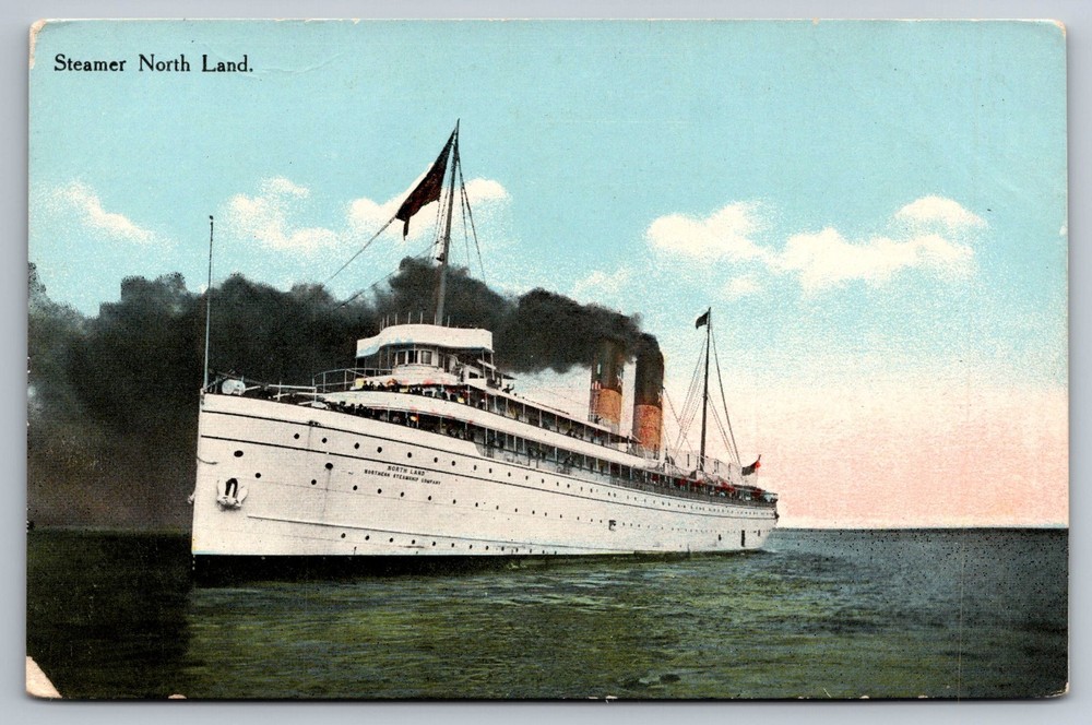Postcard Steamer North Land Steamship Great Lakes Ship