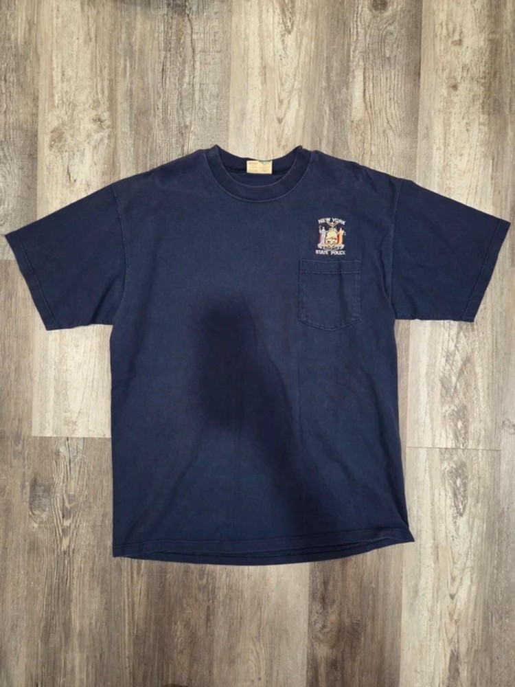 Vintage VTG Pocket T's NY State Police T-Shirt Men's XL Made in USA 100% Cotton