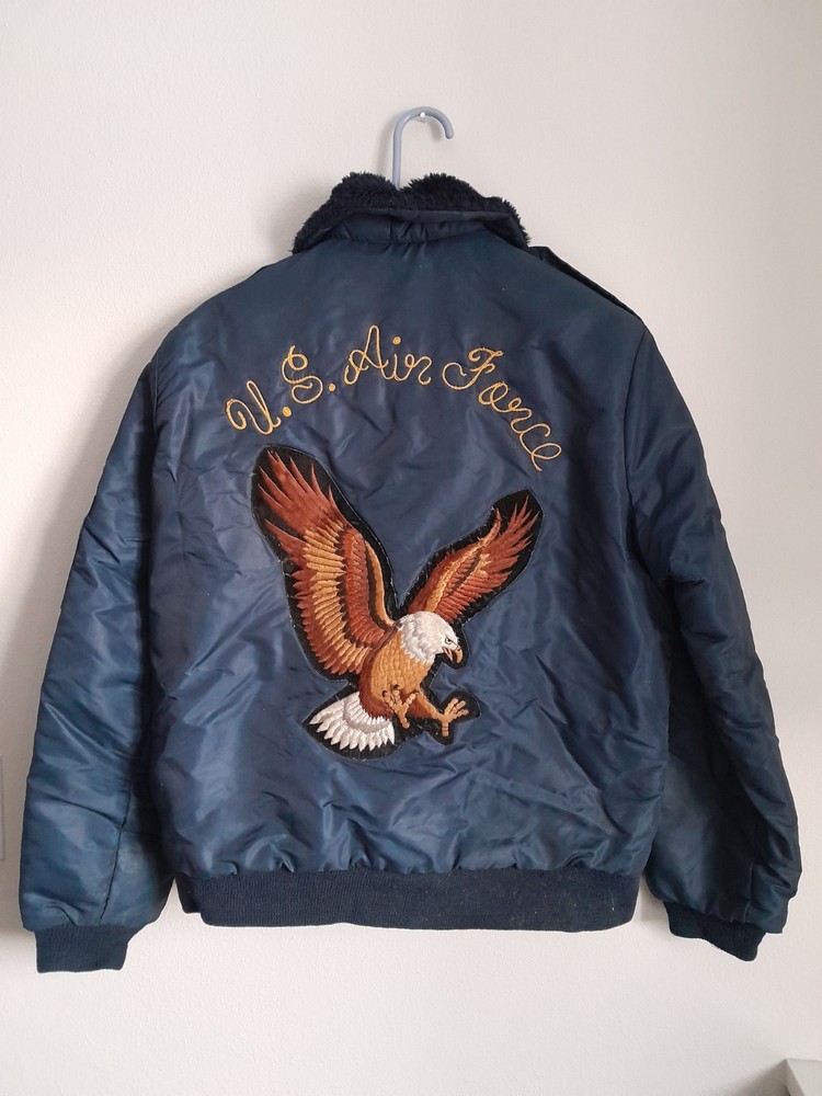 Vintage 1970s Timber King U.S. Air Force Flight Bomber Jacket Eagle Patch USAF S