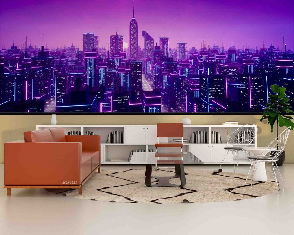 3D City Night View Wall Murals Wallpaper Murals Wall Sticker 2