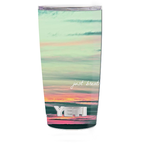 Skin Decal for Yeti 20 oz Rambler Tumbler Cup / Just Breathe sunset scene