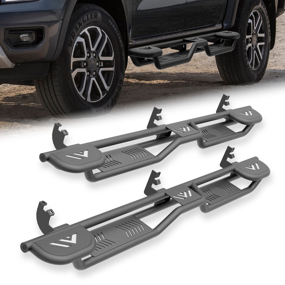 2019-2025 Ford Ranger SuperCrew Cab Side Running Boards with 3 Raised Steps
