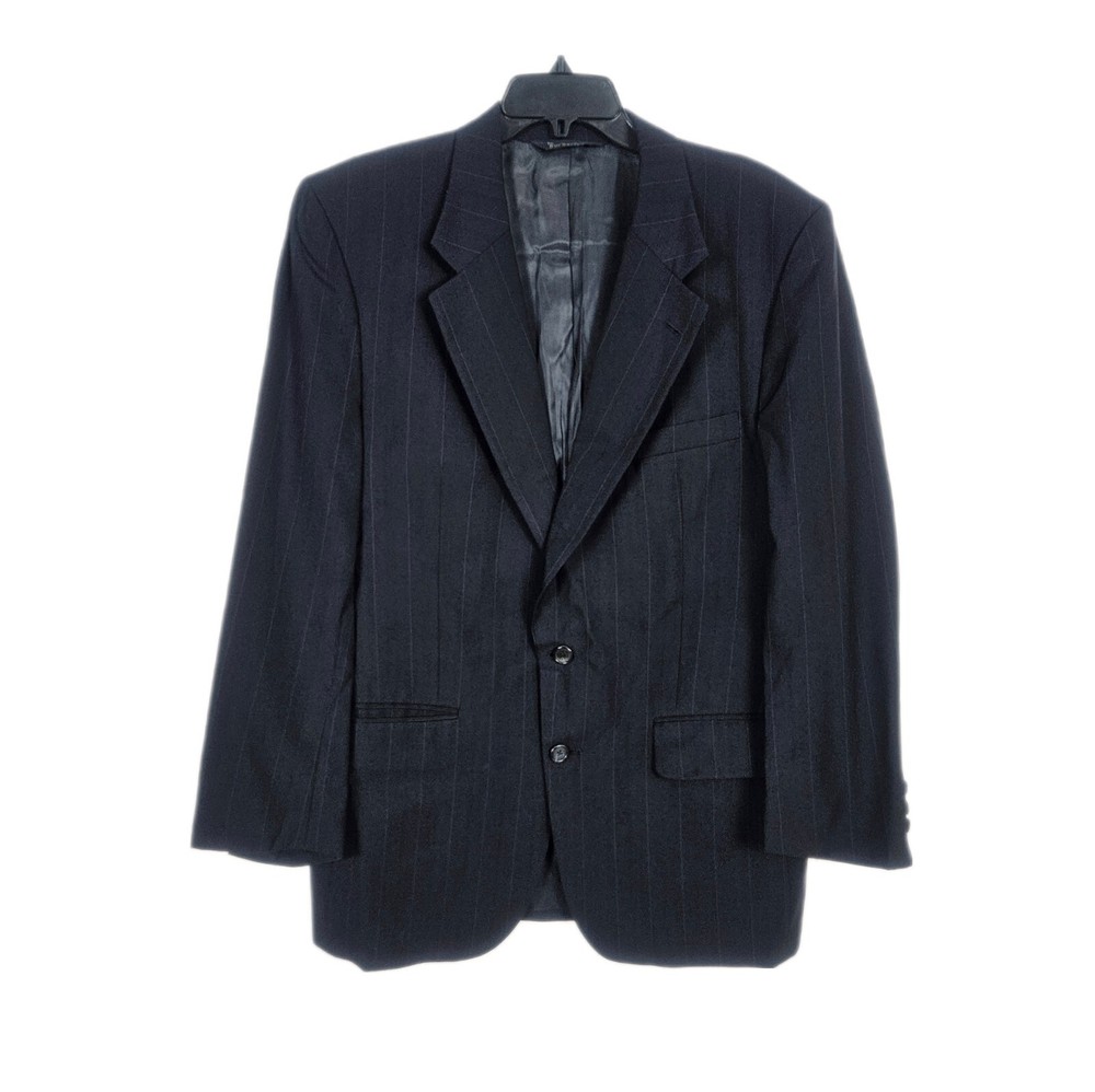 Burberry Vintage Navy Stripe Wool Sport Coat Blazer Jacket  Mens 44L Union Made