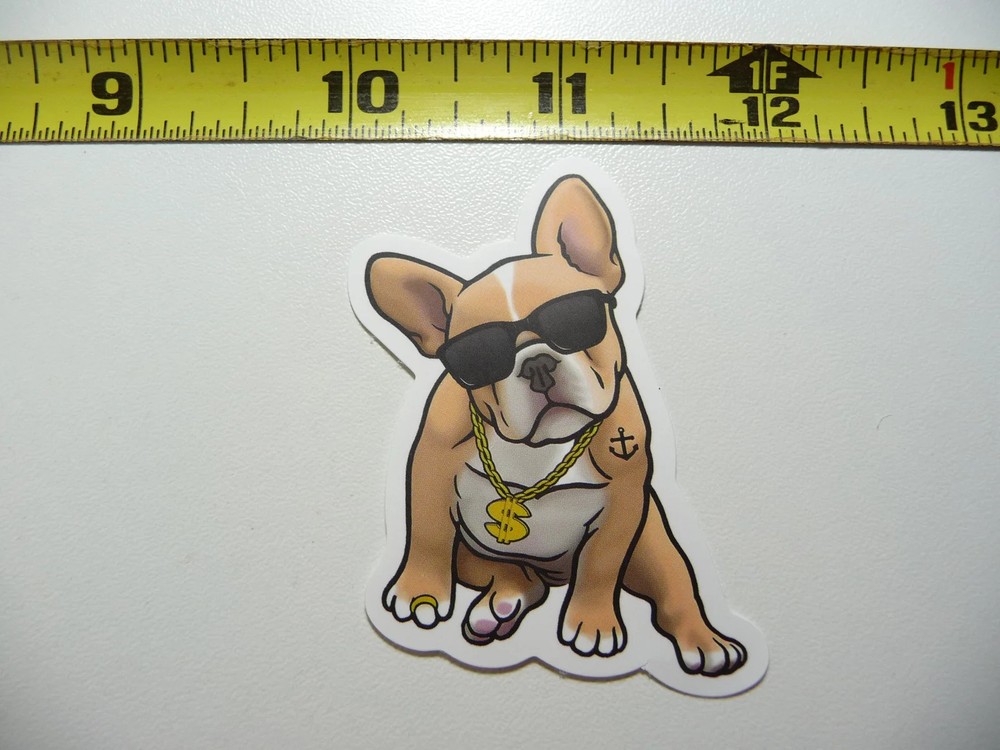 BULLDOG HOOD CHAIN SMALL STICKER DECAL DOG PET BEST FRIEND LAPTOP FUNNY