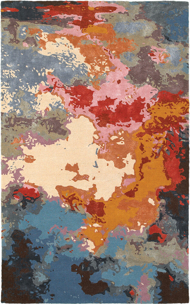 Multi-Color Bleached Abstract Faded Blotch Area Rug 5x8-image