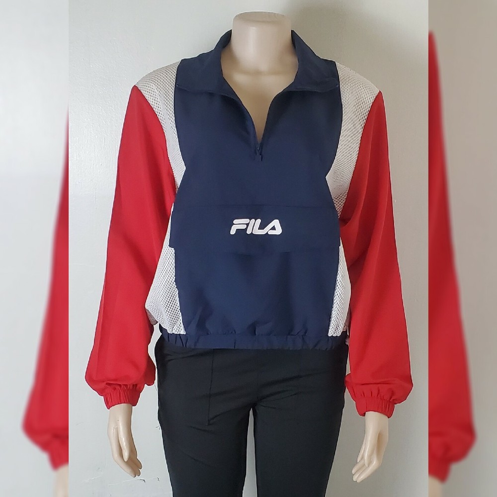 Fila Wicked Windbreaker Sport Jacket Women Regular Fit Multicolor 1/2 Zip Size S