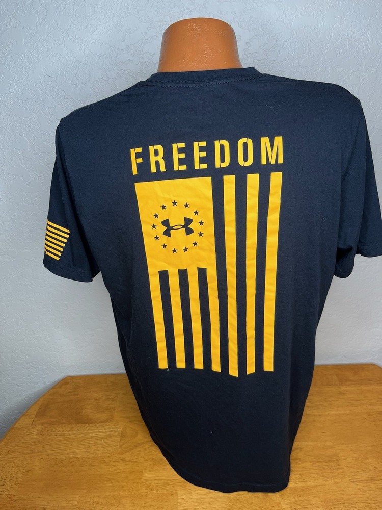 Men's Under Armour USA Flag S/S Athletic T-Shirt Large L - Black \ Freedom